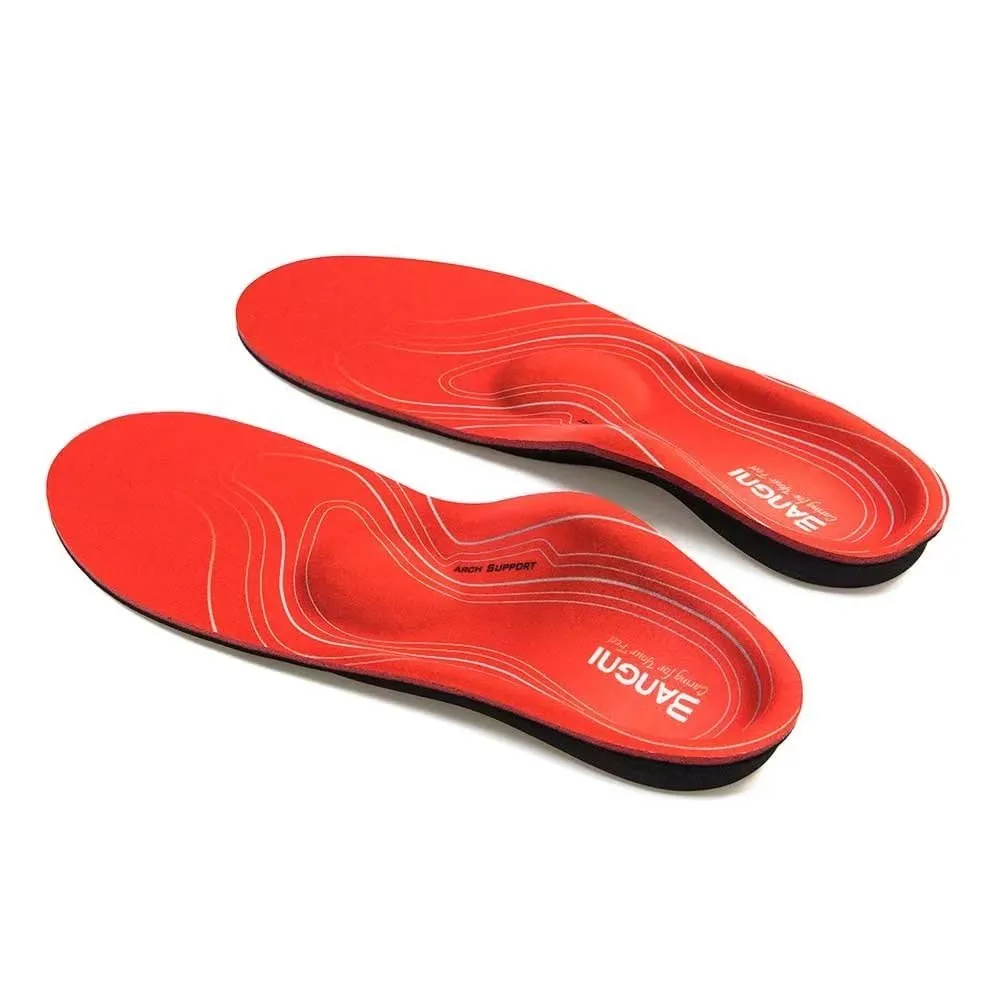 3ANGNI Arch Support Insoles for Plantar Fasciitis- Orthotic Inserts for Flat Feet Orthopedic Insoles Men Women, Metatarsal Support Insoles for Metatarsalgia, Pronation Insoles for Overpronation Valgus Men 10-10.5 / Women 12-12.5 Red