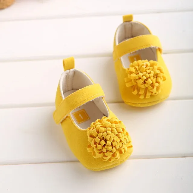 4 Colors Newborn Baby Prewalker Soft Bottom Anti-slip Shoes Footwear Classic Princess Girl Crib Mary Jane floral Shoes