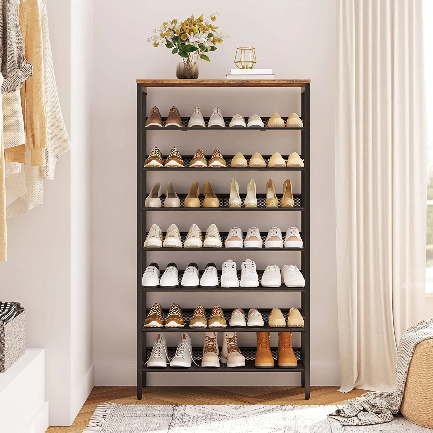 8-Tier Shoe Rack, Large Capacity Shoe Shelf, Stable and Sturdy, Shoe Storage Organizer