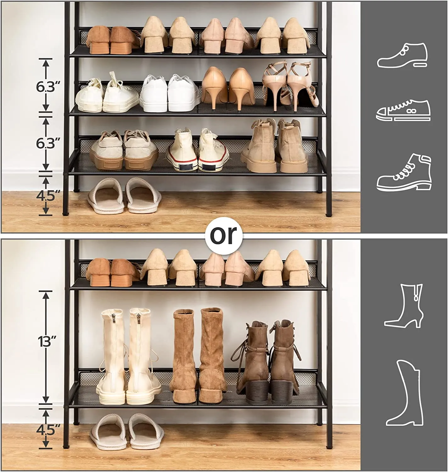 8-Tier Shoe Rack, Large Capacity Shoe Shelf, Stable and Sturdy, Shoe Storage Organizer