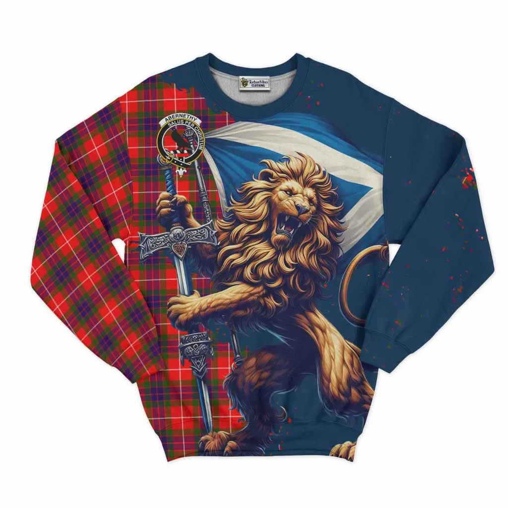 Abernethy Tartan Family Crest Sweatshirt with Scottish Majestic Lion