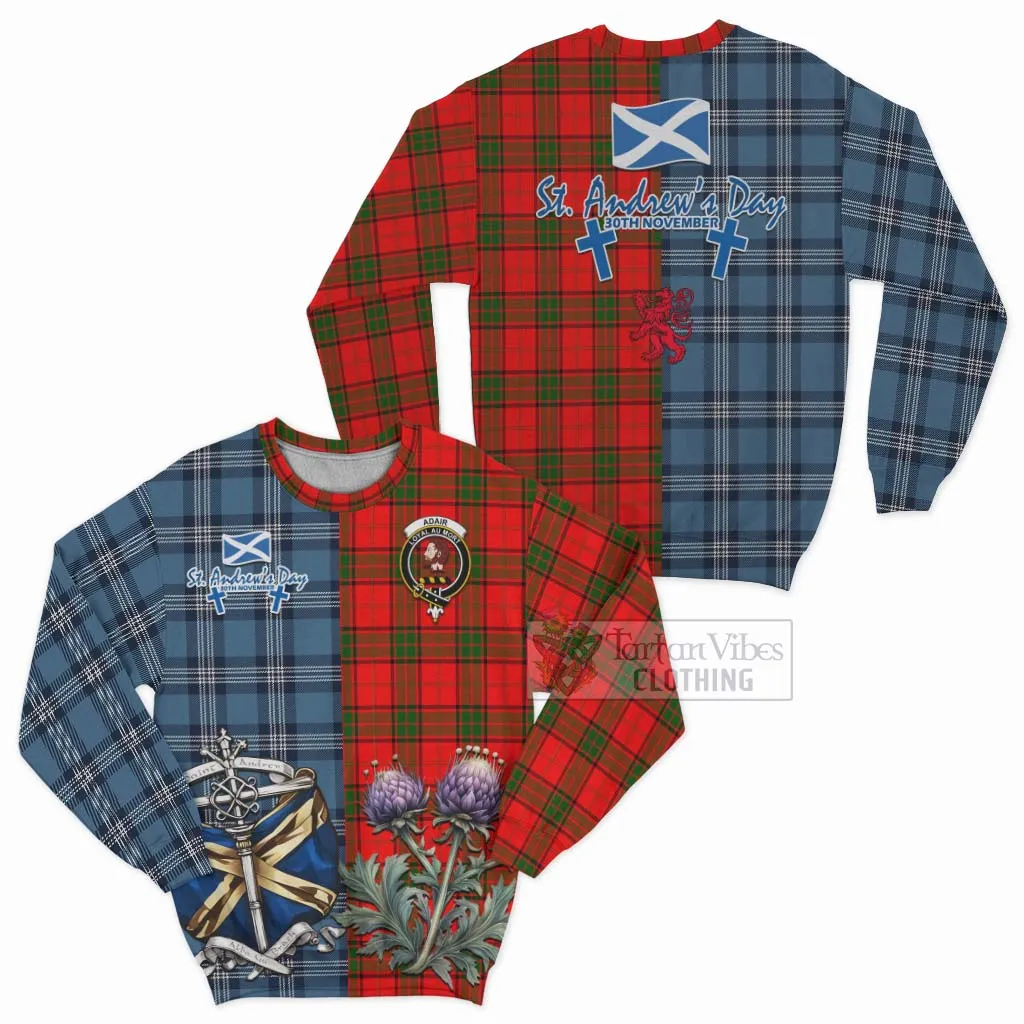 Adair Tartan Sweatshirt Happy St. Andrew's Day Half Tartan Style