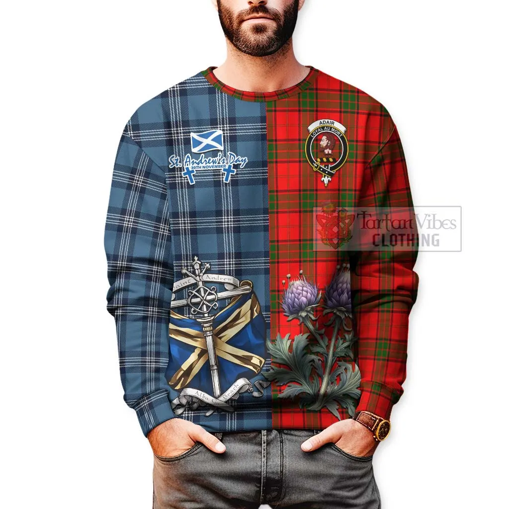 Adair Tartan Sweatshirt Happy St. Andrew's Day Half Tartan Style