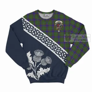 Adam Tartan Sweatshirt Featuring Thistle and Scotland Map