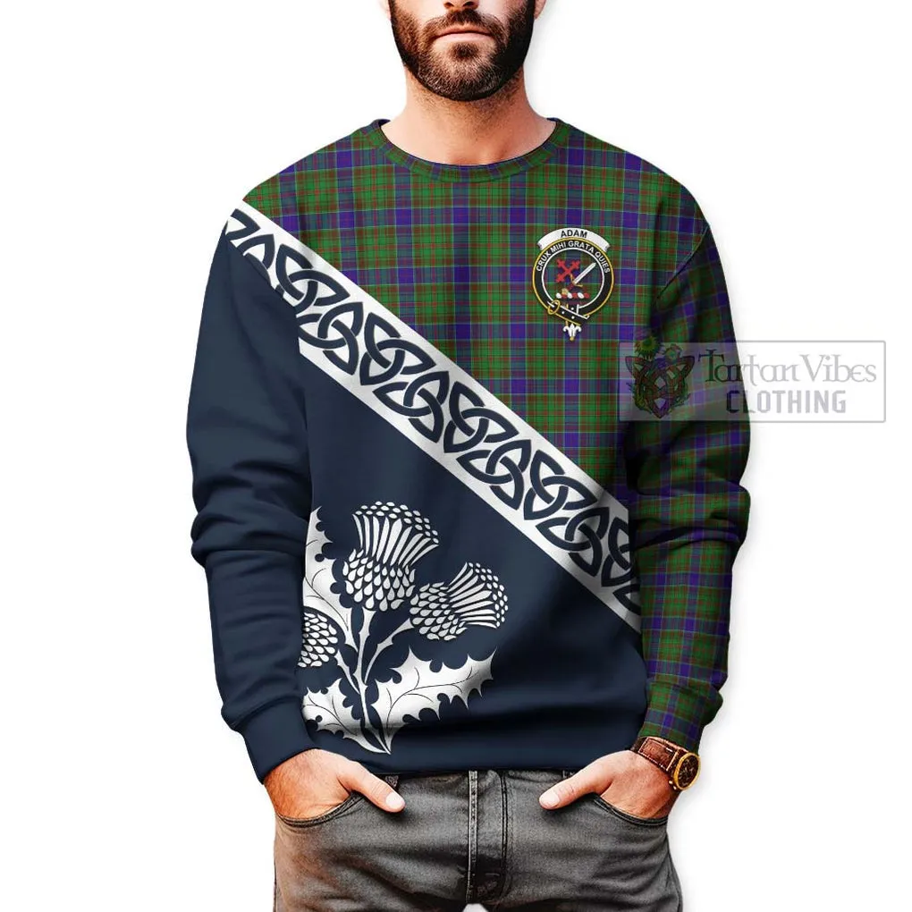 Adam Tartan Sweatshirt Featuring Thistle and Scotland Map