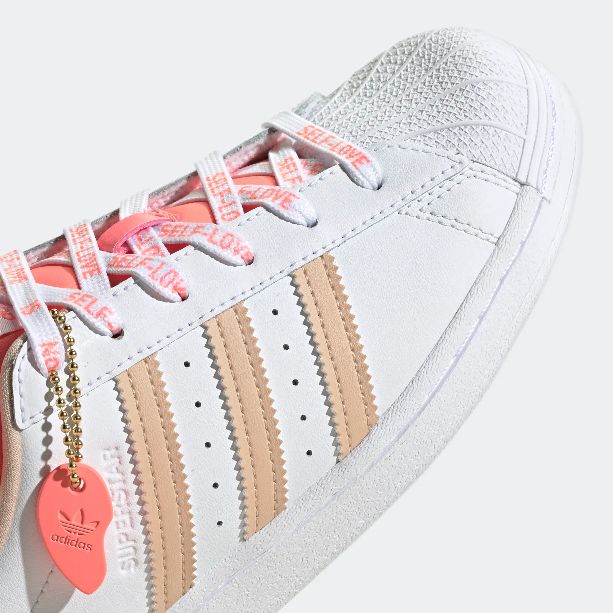 Adidas Women's Superstar Shoes - Cloud White / Halo Blush / Acid Red