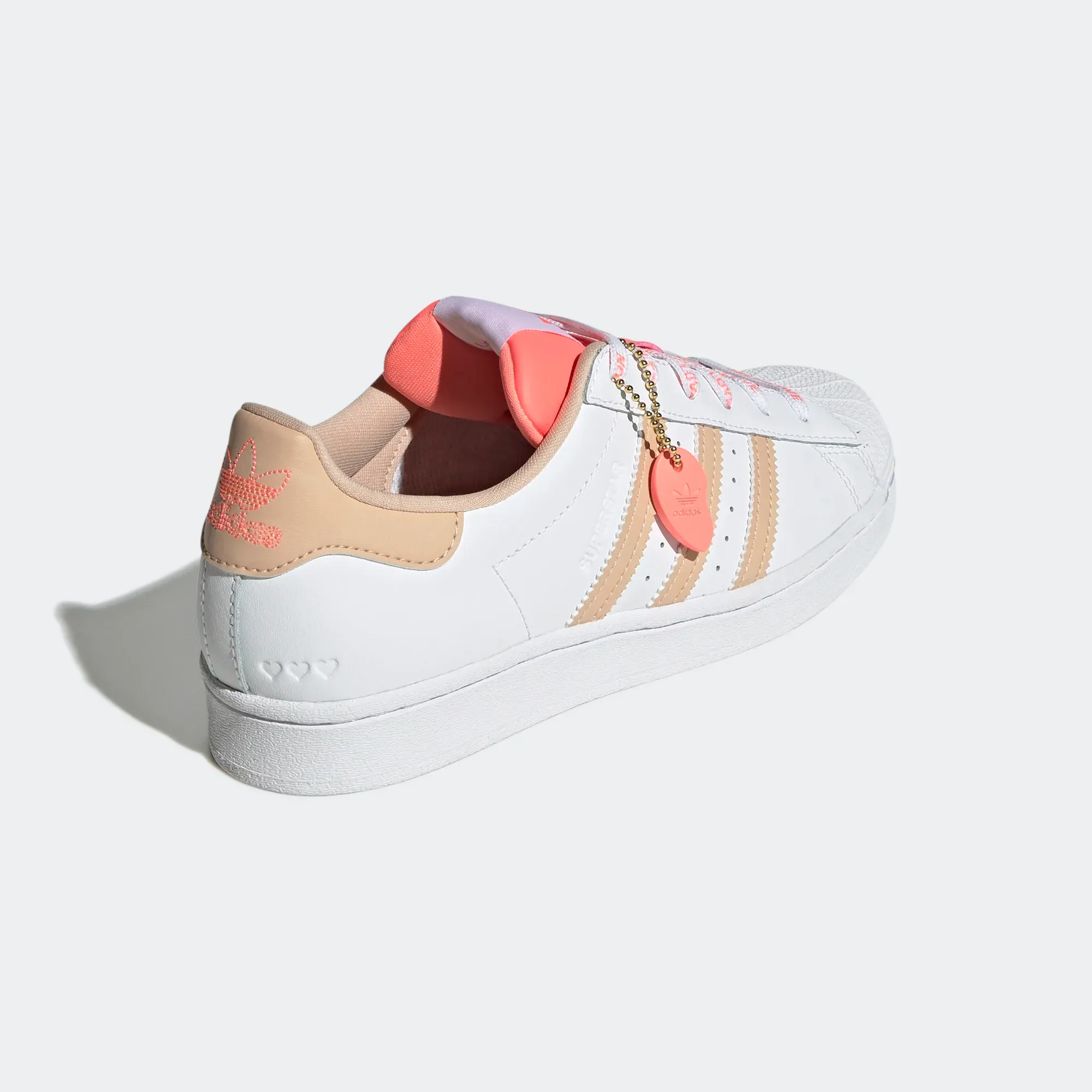 Adidas Women's Superstar Shoes - Cloud White / Halo Blush / Acid Red