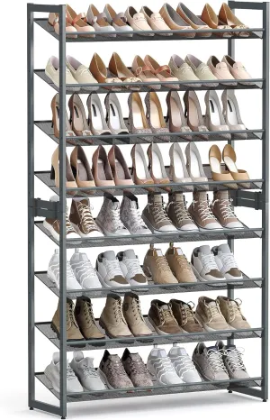 Adjustable 8-Tier Shoe Rack, 32 Pairs Capacity, Gray - SONGMICS