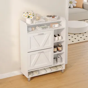 Advwin Shoe Storage Cabinet with 2 Flip Drawers