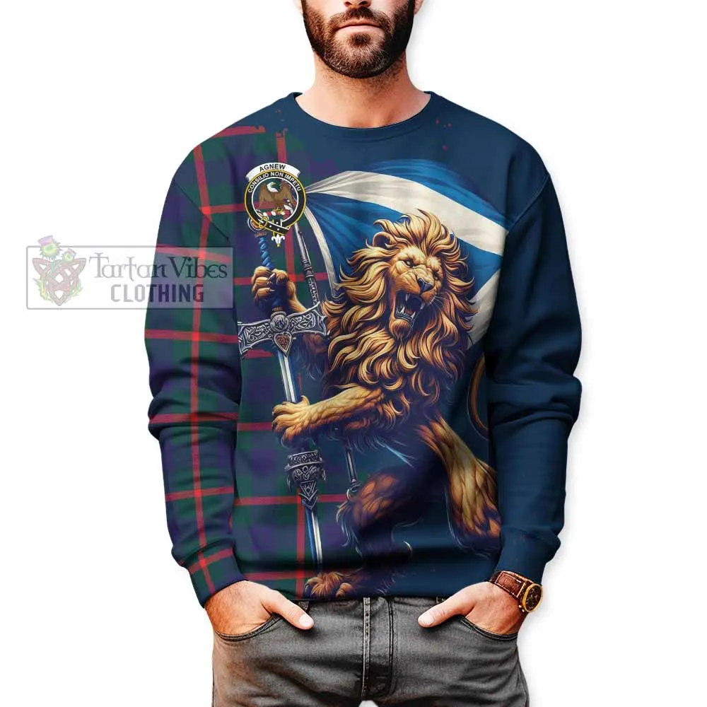 Agnew Tartan Family Crest Sweatshirt with Scottish Majestic Lion