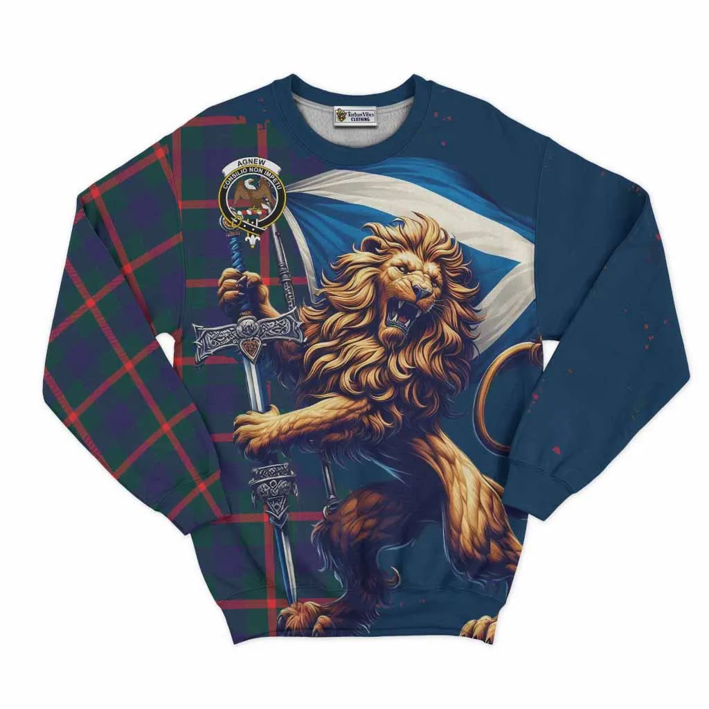 Agnew Tartan Family Crest Sweatshirt with Scottish Majestic Lion