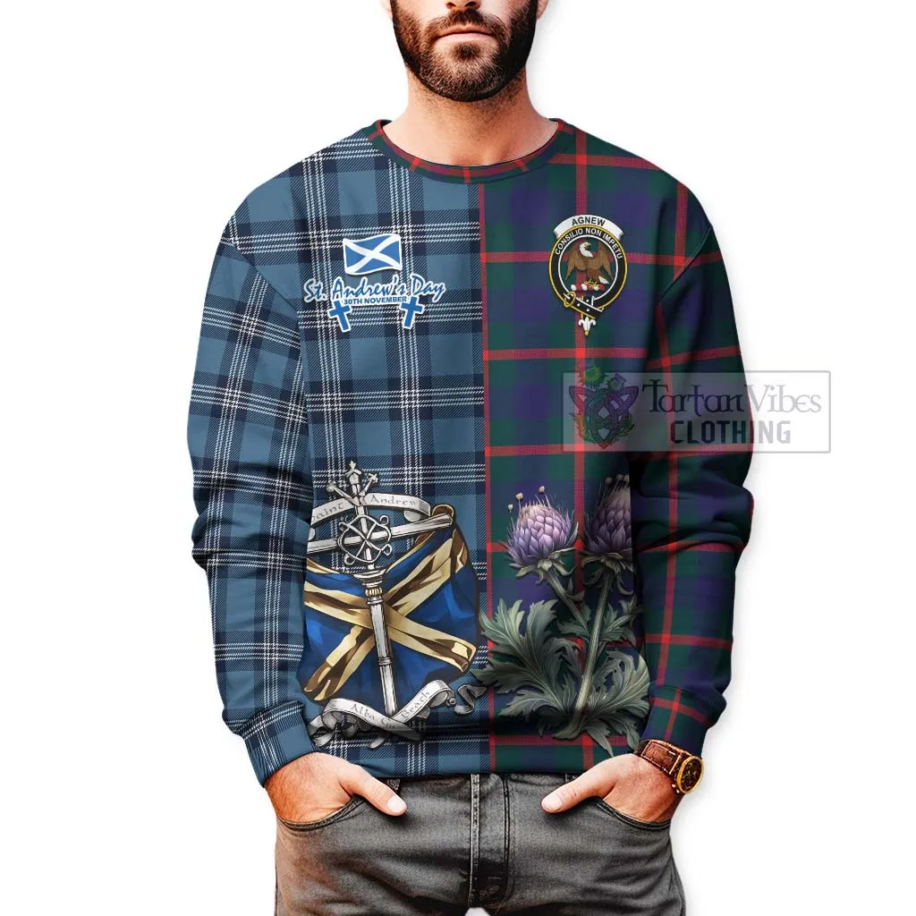 Agnew Tartan Sweatshirt Happy St. Andrew's Day Half Tartan Style