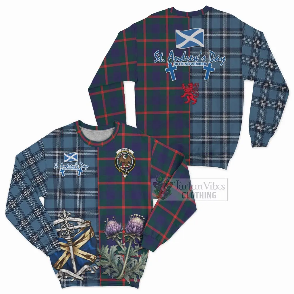 Agnew Tartan Sweatshirt Happy St. Andrew's Day Half Tartan Style