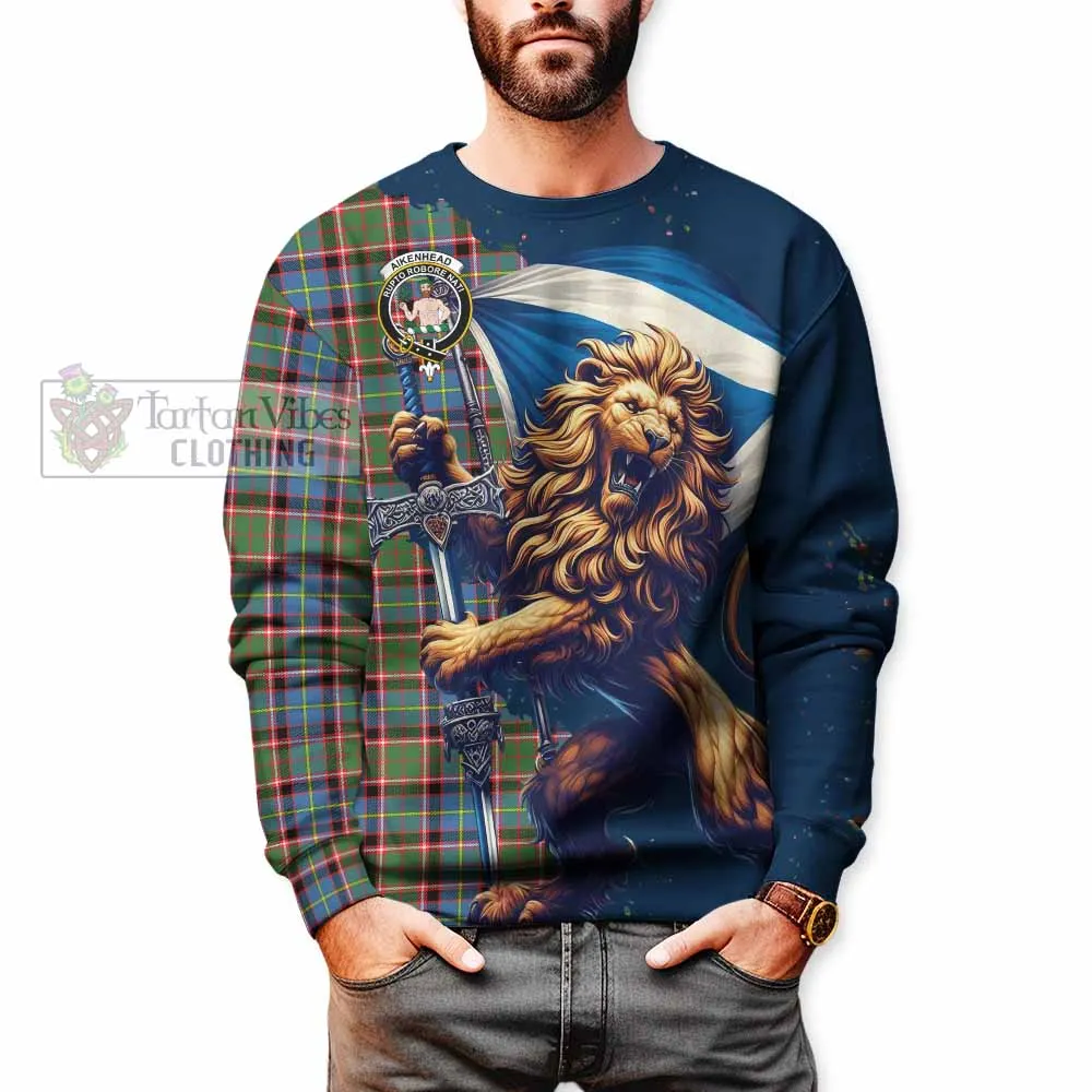 Aikenhead Tartan Family Crest Sweatshirt with Scottish Majestic Lion