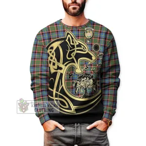 Aikenhead Tartan Sweatshirt with Family Crest Celtic Wolf Style