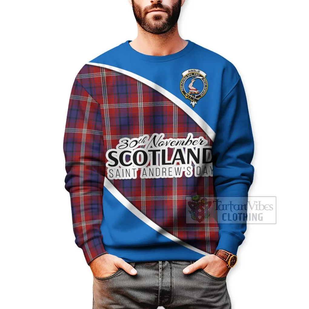 Ainslie Family Crest Tartan Sweatshirt Celebrate Saint Andrew's Day in Style