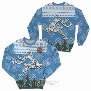 Aiton Clan Christmas Sweatshirt Celtic Reindeer Style