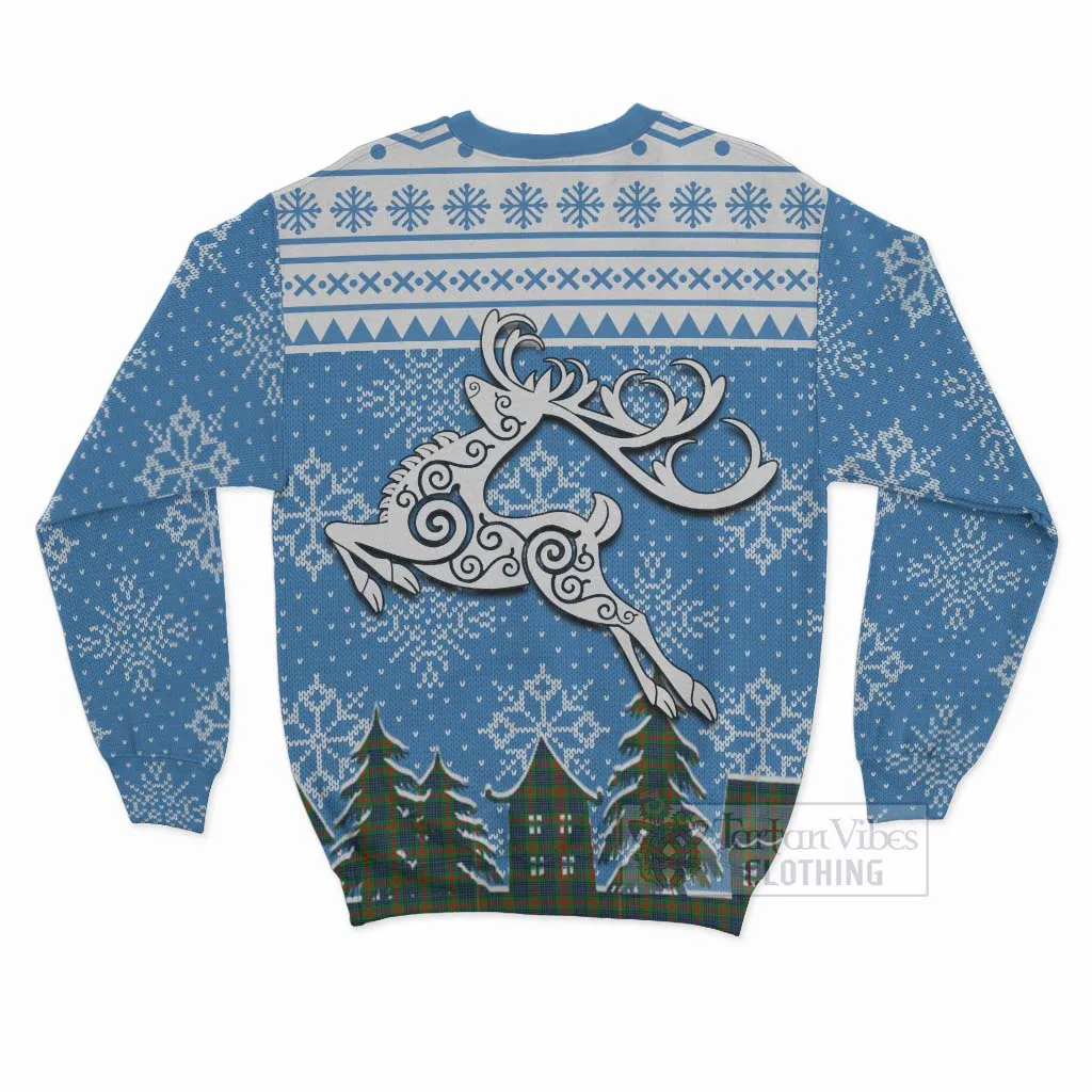 Aiton Clan Christmas Sweatshirt Celtic Reindeer Style