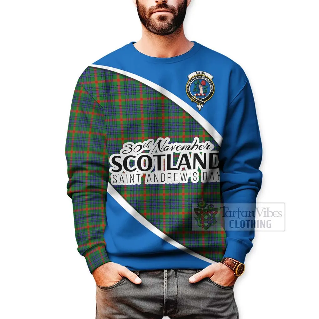 Aiton Family Crest Tartan Sweatshirt Celebrate Saint Andrew's Day in Style