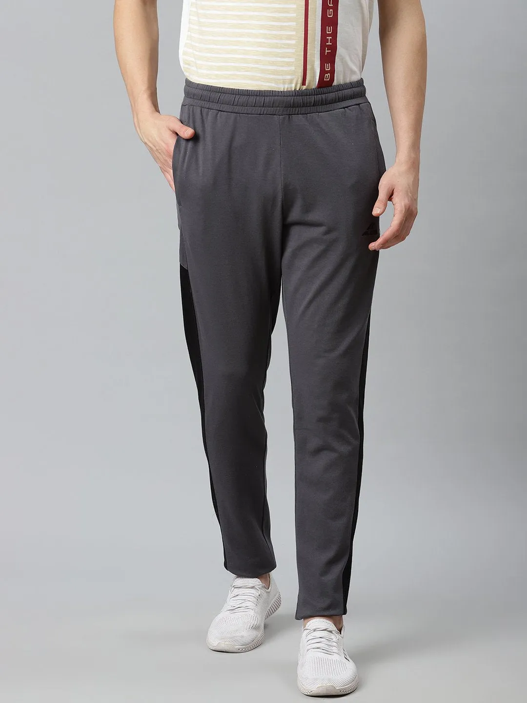 Alcis Men Charcoal Grey Solid Straight Fit Track Pants