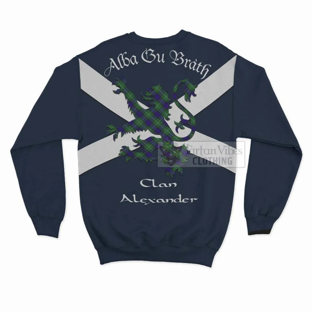 Alexander Tartan Lion Rampant Sweatshirt  Proudly Display Your Heritage with Alba Gu Brath and Clan Name