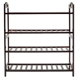 ALICIAN Bamboo Shoe Rack with Handles 12-batten 4 Tiers Multipurpose Coffee