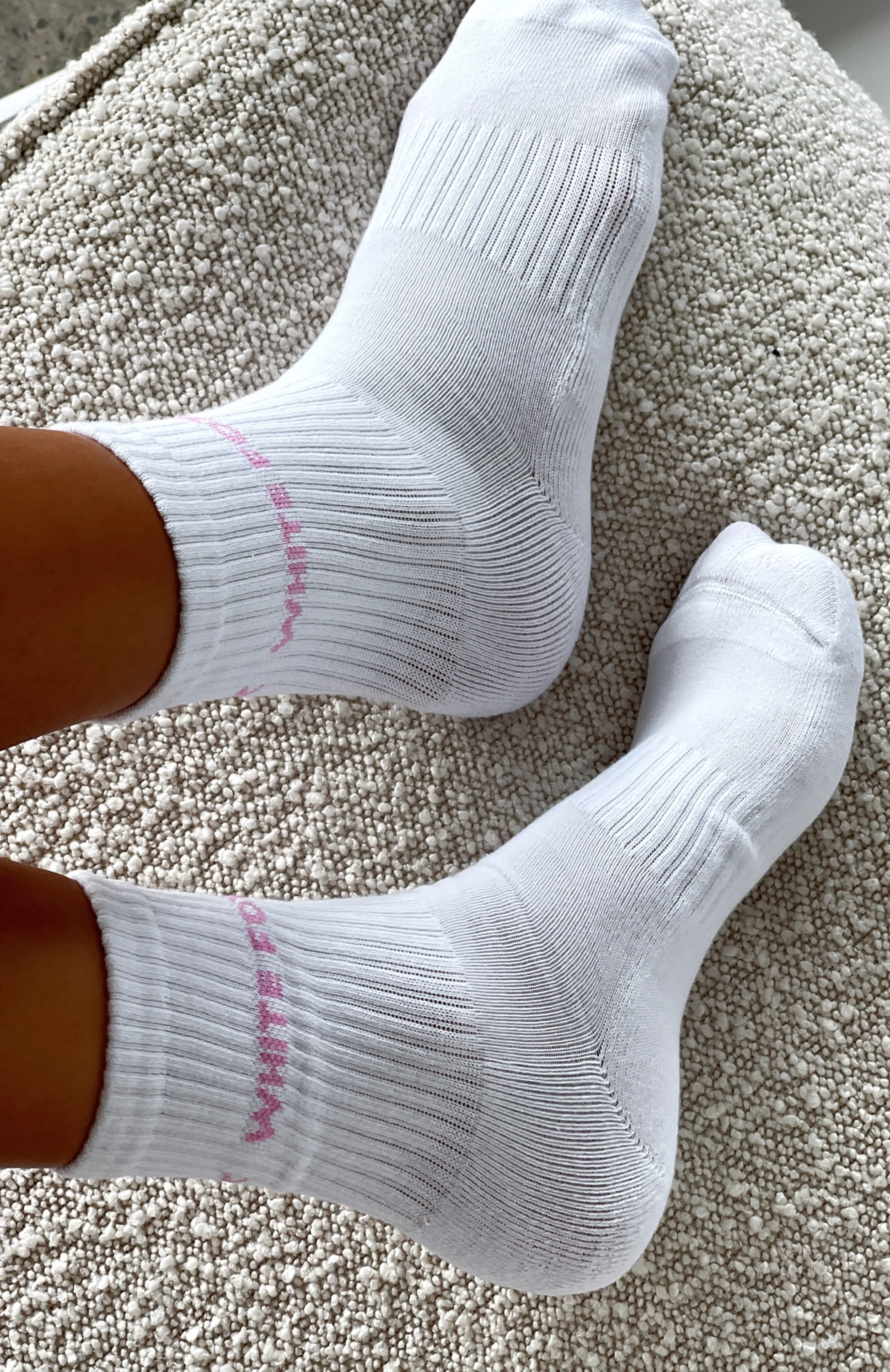 All For It Socks White/Pink