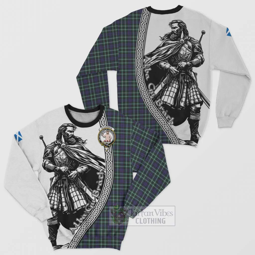 Allardice Tartan Clan Crest Sweatshirt with Highlander Warrior Celtic Style