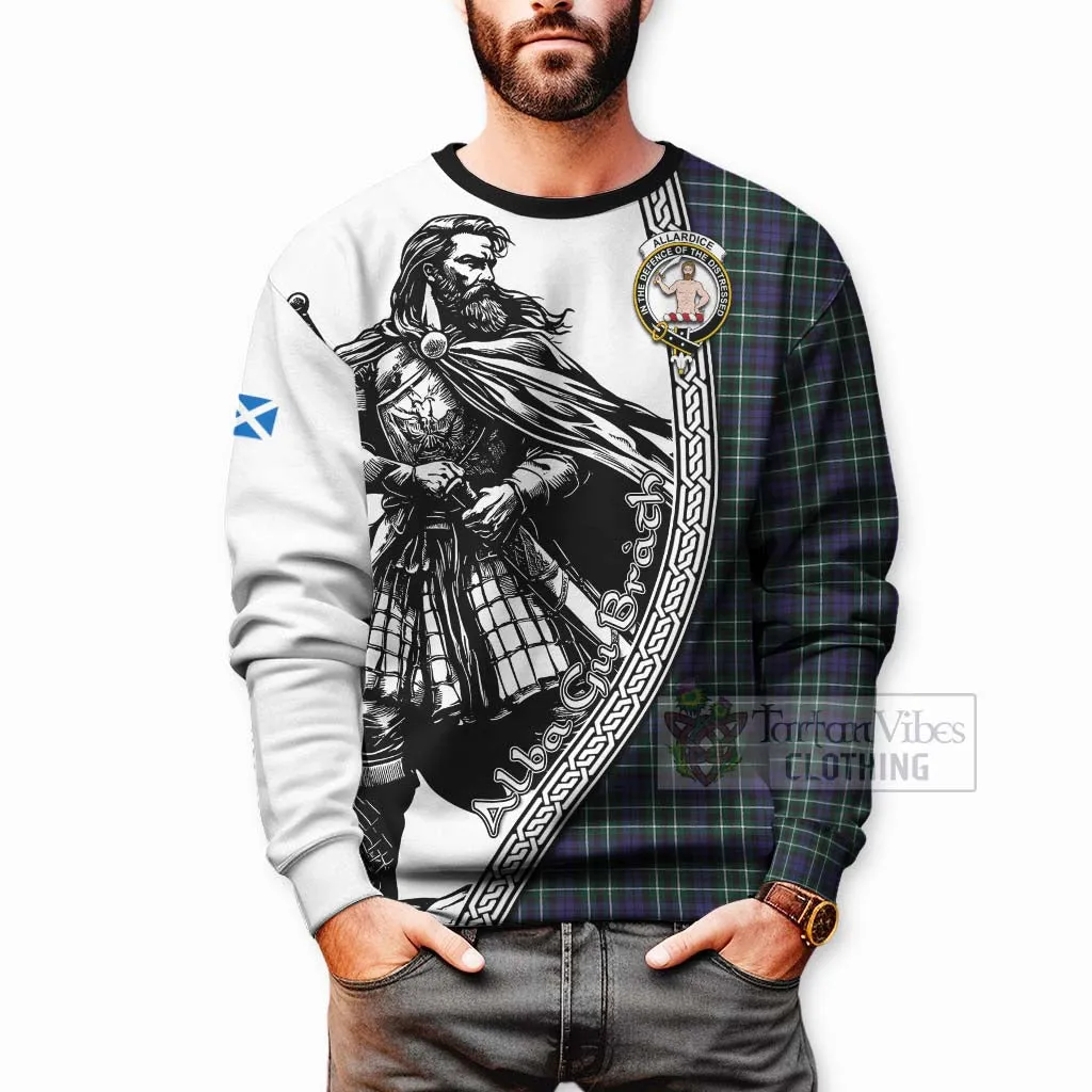 Allardice Tartan Clan Crest Sweatshirt with Highlander Warrior Celtic Style