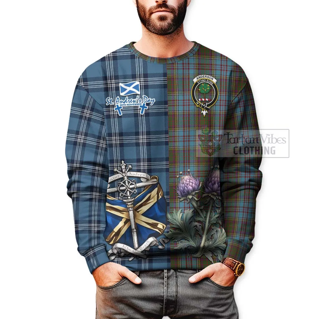 Anderson Tartan Sweatshirt Happy St. Andrew's Day Half Tartan Style