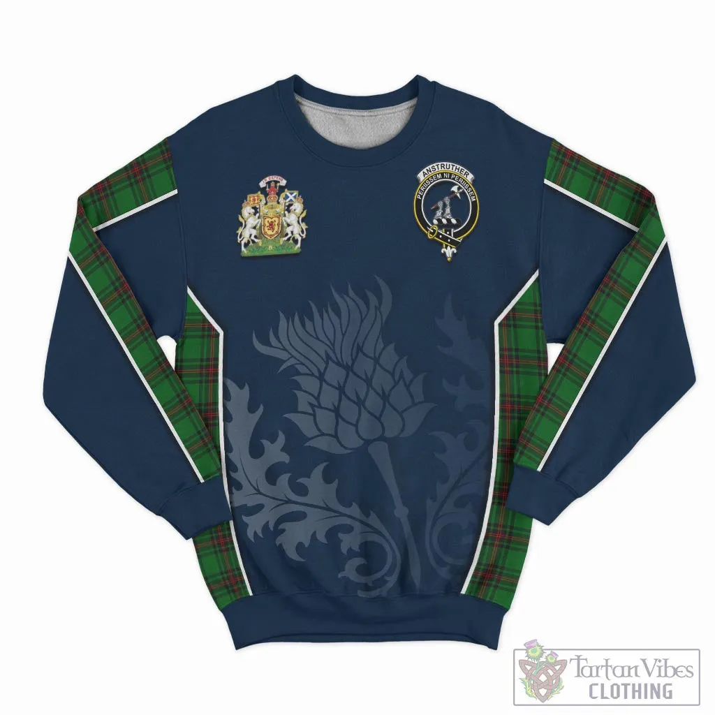 Anstruther Tartan Sweatshirt with Family Crest and Scottish Thistle Vibes Sport Style