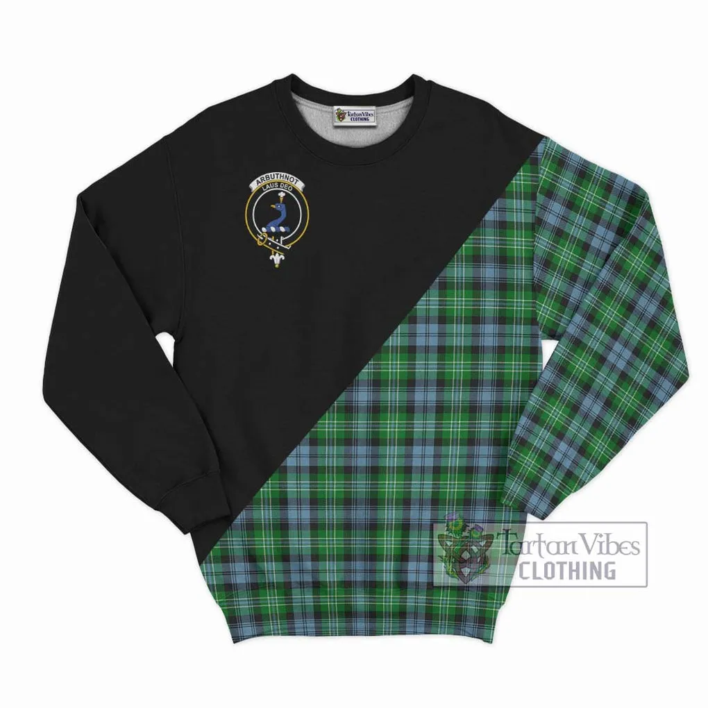 Arbuthnot Ancient Tartan Sweatshirt with Family Crest and Military Logo Style