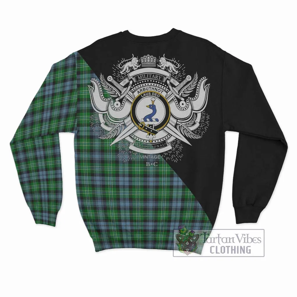 Arbuthnot Ancient Tartan Sweatshirt with Family Crest and Military Logo Style