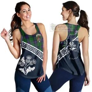 Armstrong Tartan Women's Racerback Tanks Featuring Thistle and Scotland Map