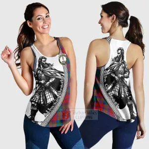 Auchinleck (Affleck) Tartan Clan Crest Women's Racerback Tanks with Highlander Warrior Celtic Style