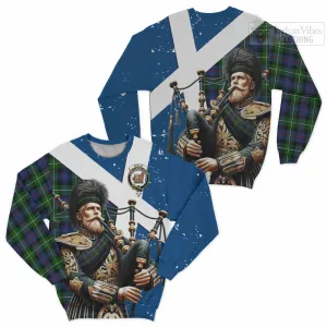 Baillie (Bailey) Tartan Sweatshirt with Family Crest Scottish Bagpiper Vibes