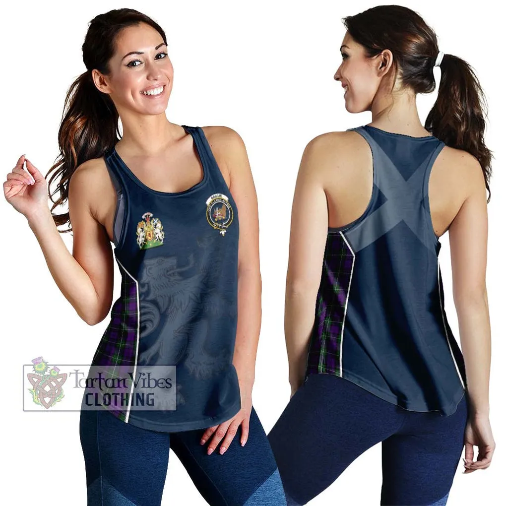 Baillie Highland Society Tartan Women's Racerback Tanks with Family Crest and Lion Rampant Vibes Sport Style