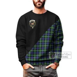 Baillie of Polkemmet Tartan Sweatshirt with Family Crest and Military Logo Style