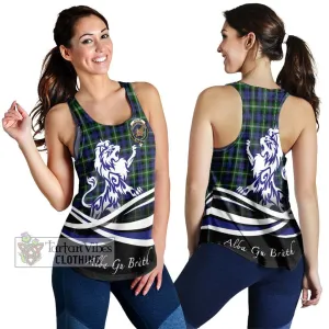 Baillie of Polkemmet Tartan Women's Racerback Tanks with Alba Gu Brath Regal Lion Emblem