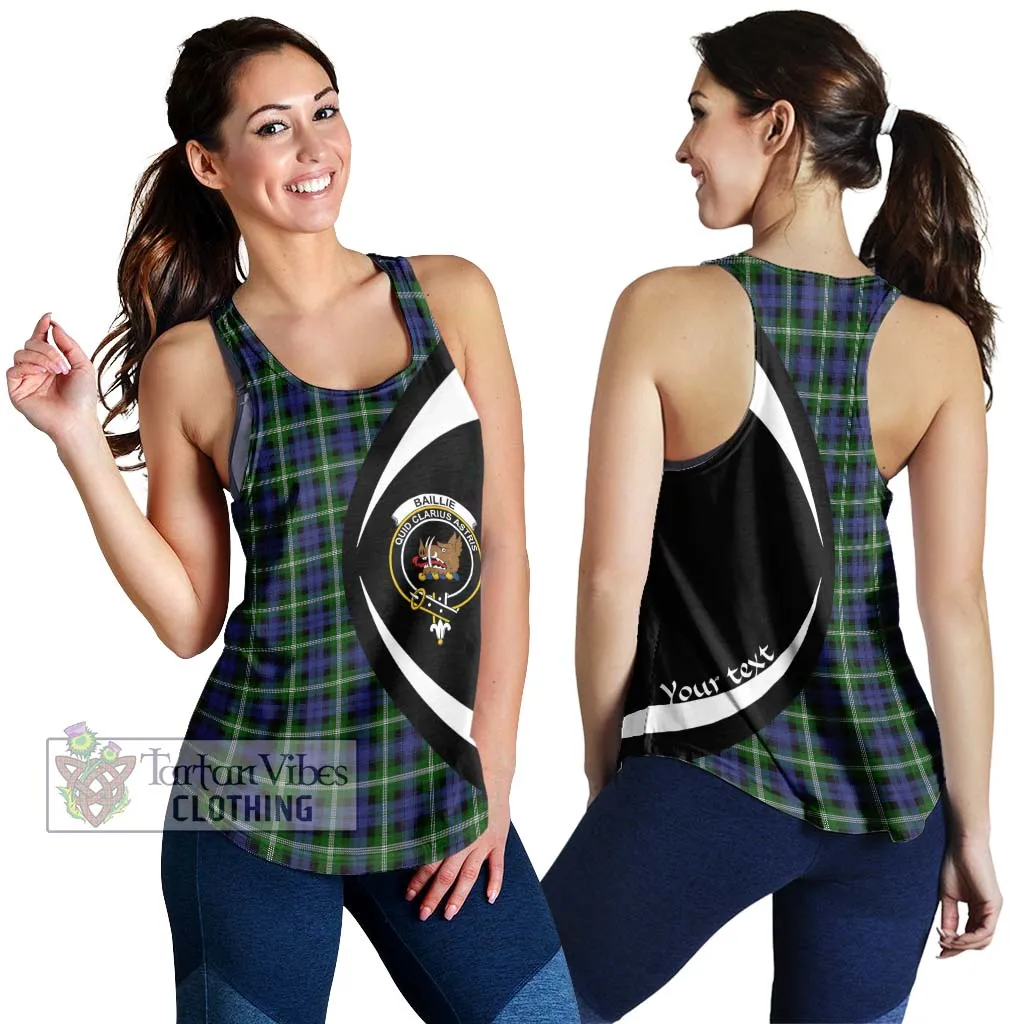 Baillie of Polkemmet Tartan Women's Racerback Tanks with Family Crest Circle Style