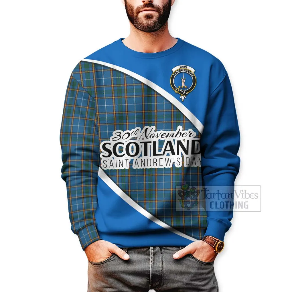 Bain Family Crest Tartan Sweatshirt Celebrate Saint Andrew's Day in Style