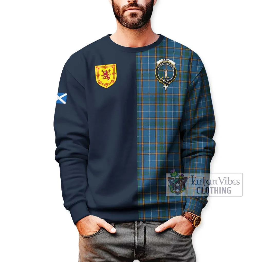 Bain Tartan Sweatshirt Alba with Scottish Lion Royal Arm Half Style