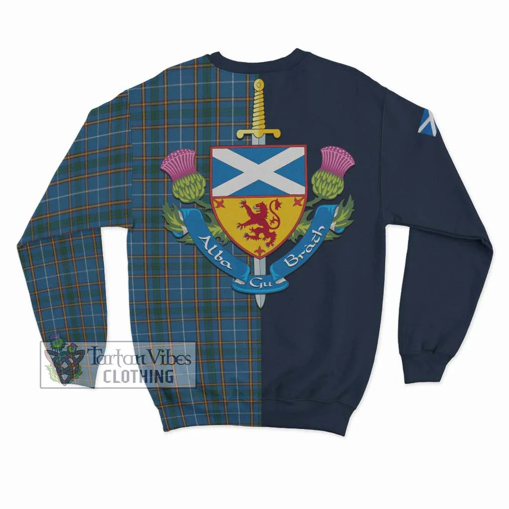 Bain Tartan Sweatshirt Alba with Scottish Lion Royal Arm Half Style