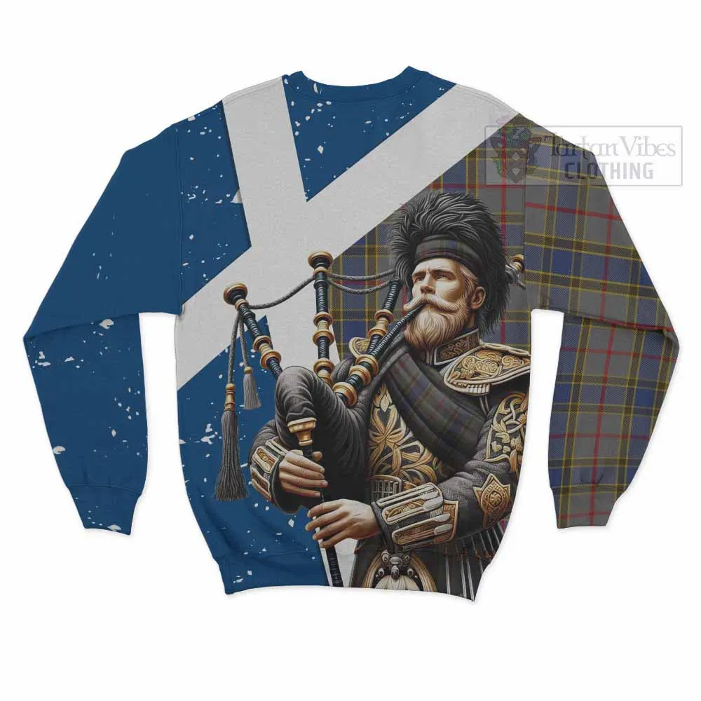 Balfour Tartan Sweatshirt with Family Crest Scottish Bagpiper Vibes