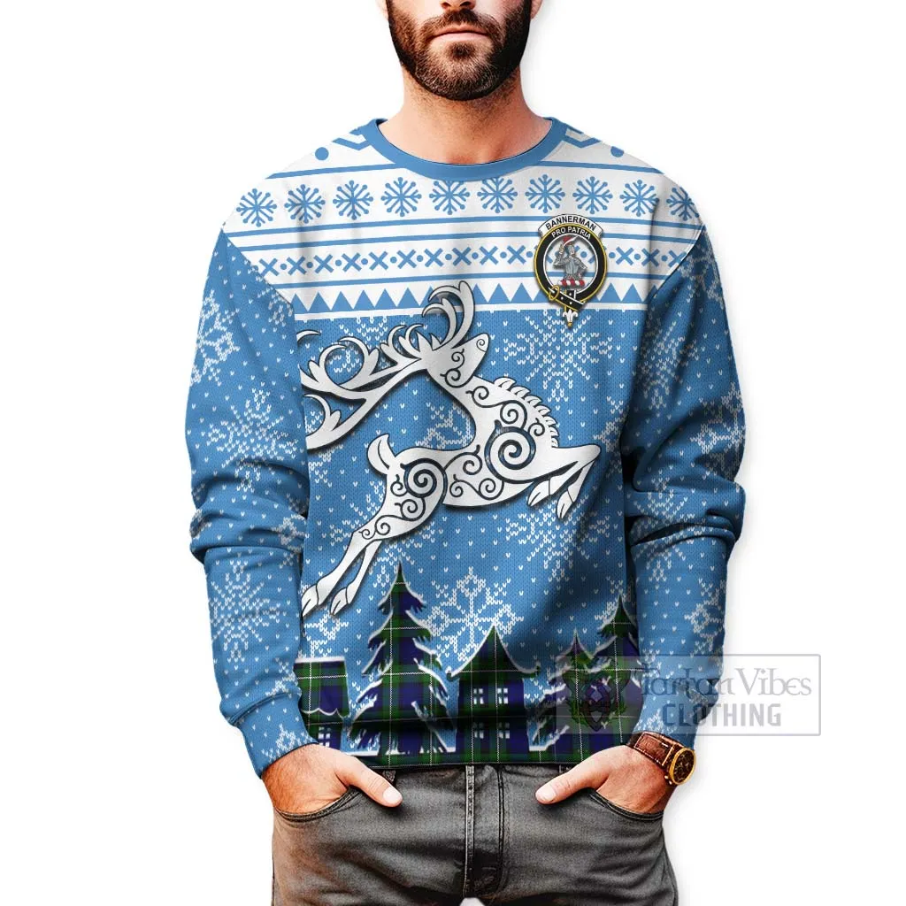 Bannerman Clan Christmas Sweatshirt Celtic Reindeer Style