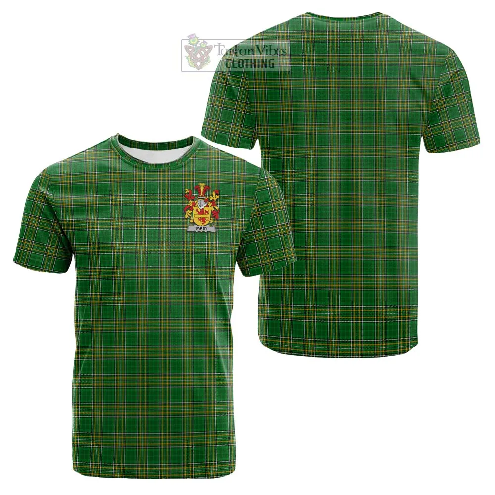 Barby Irish Clan Tartan Cotton T-shirt with Coat of Arms