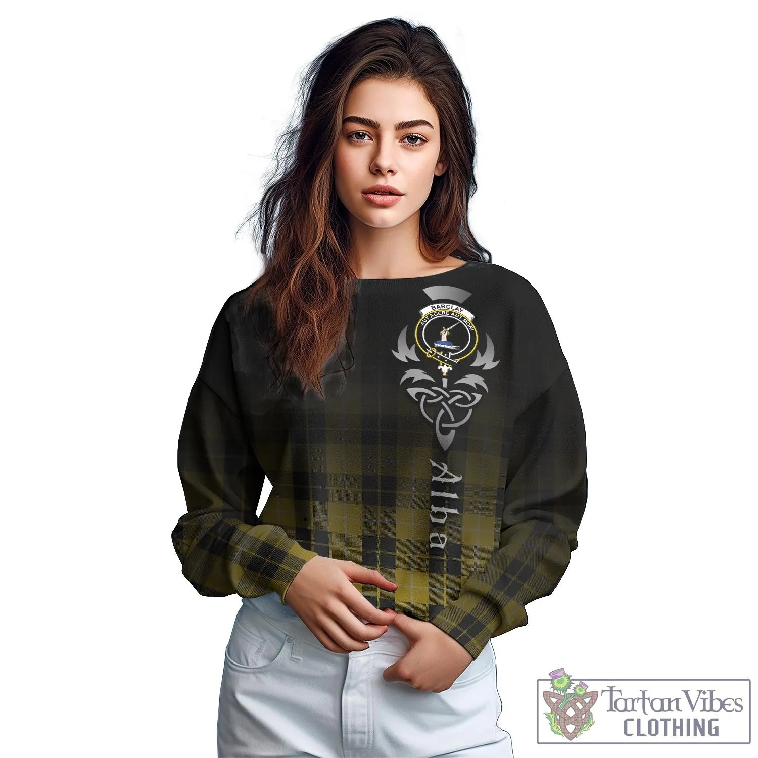 Barclay Dress Tartan Sweatshirt Featuring Alba Gu Brath Family Crest Celtic Inspired