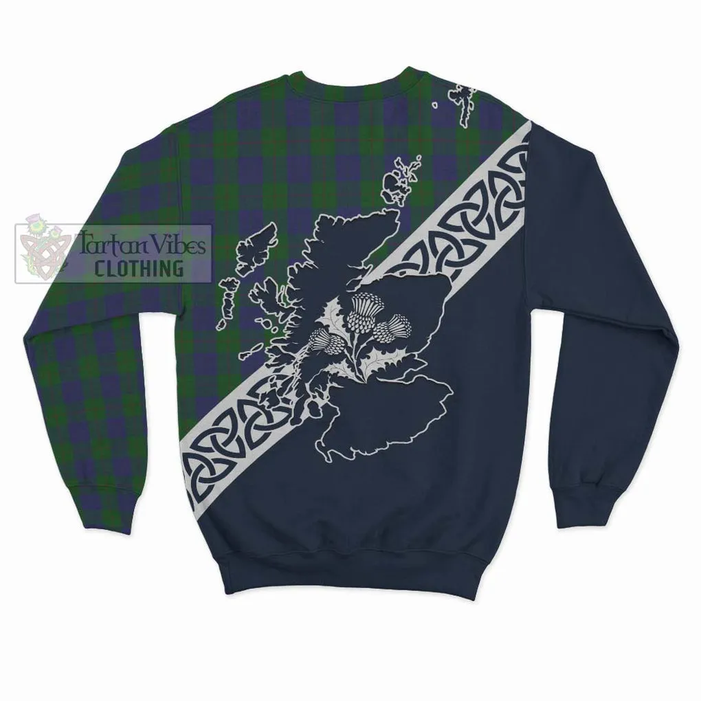 Barclay Tartan Sweatshirt Featuring Thistle and Scotland Map