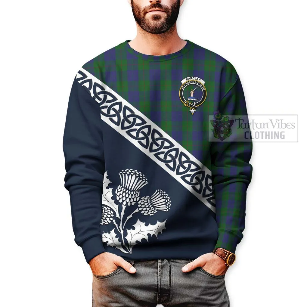 Barclay Tartan Sweatshirt Featuring Thistle and Scotland Map