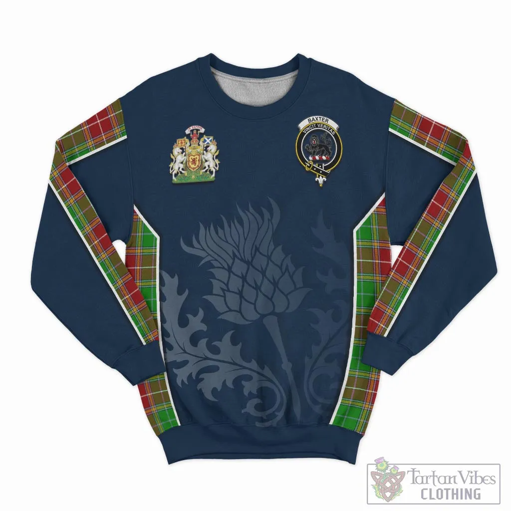 Baxter Modern Tartan Sweatshirt with Family Crest and Scottish Thistle Vibes Sport Style